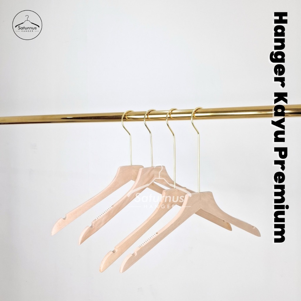Hanger Kayu Hook Gold Hanger Korea Hanger Premium Gantungan Baju Distro Hook Emas Gold (BH)