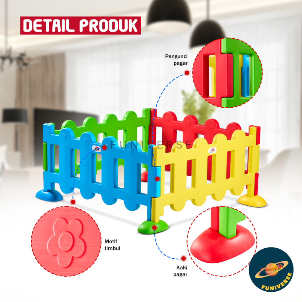 PLAYPEN ANAK ISI 4 PCS / PAGAR PENGAMAN BERMAIN ANAK TERBUAT DARI PLASTIK HDPE BPA FREE