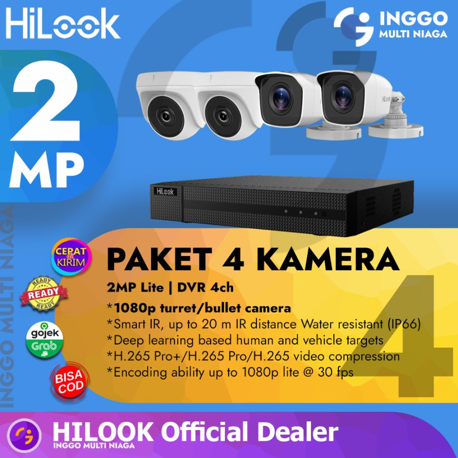 PAKET CCTV 4 KAMERA 2MP HILOOK LENGKAP SIAP PASANG