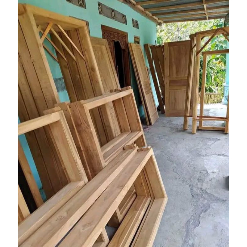 kusen kamar gawang depan kusen jendela kayu jati murah kargo ready stok
