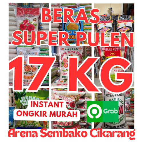 

(INSTANT ONGKIR MURAH) PROMOO BERAS SUPER PULEN 17 KG ARENA SEMBAKO CIKARANG