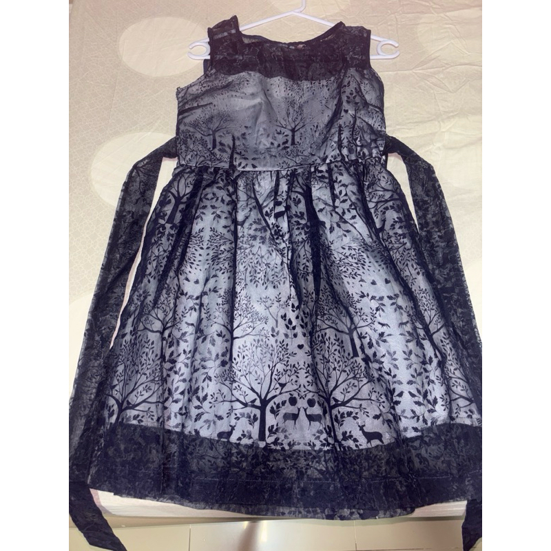 dress pesta biru navy preloved