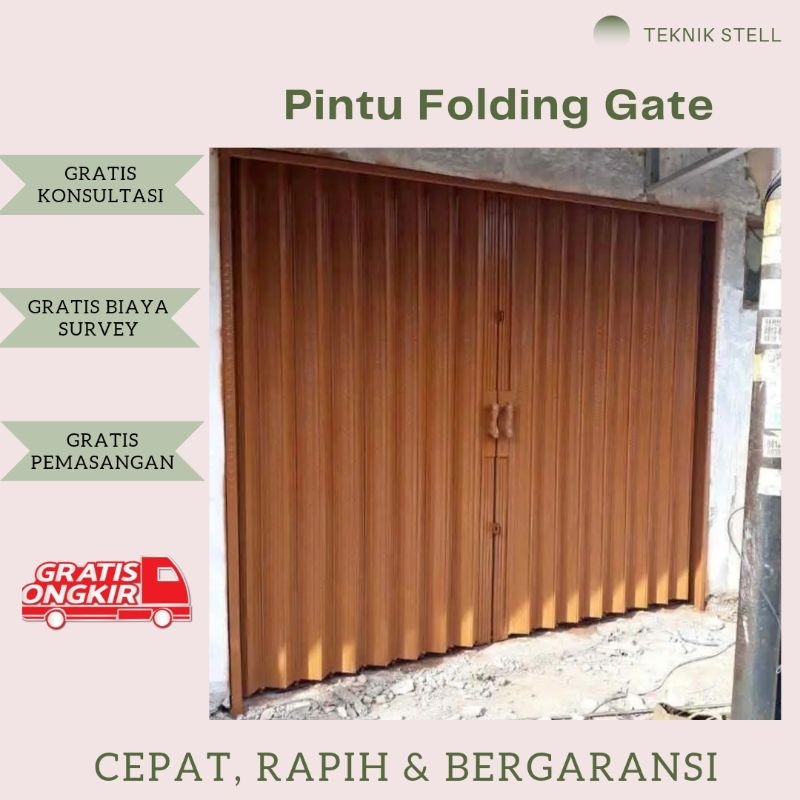 Folding Gate Besi Slat Daun 0.4mm / Pintu Warung / Pintu Ruko / Pintu Harmonika / Pintu Dorong / Pin