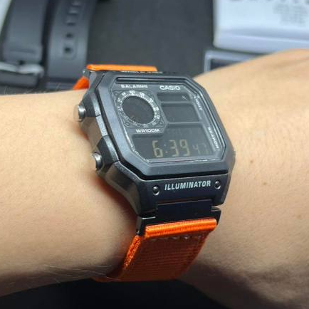 Casio AE-1200 Royale Stealth Black strap nato Military style Black ops Custom Casio Mod Royale AE-12