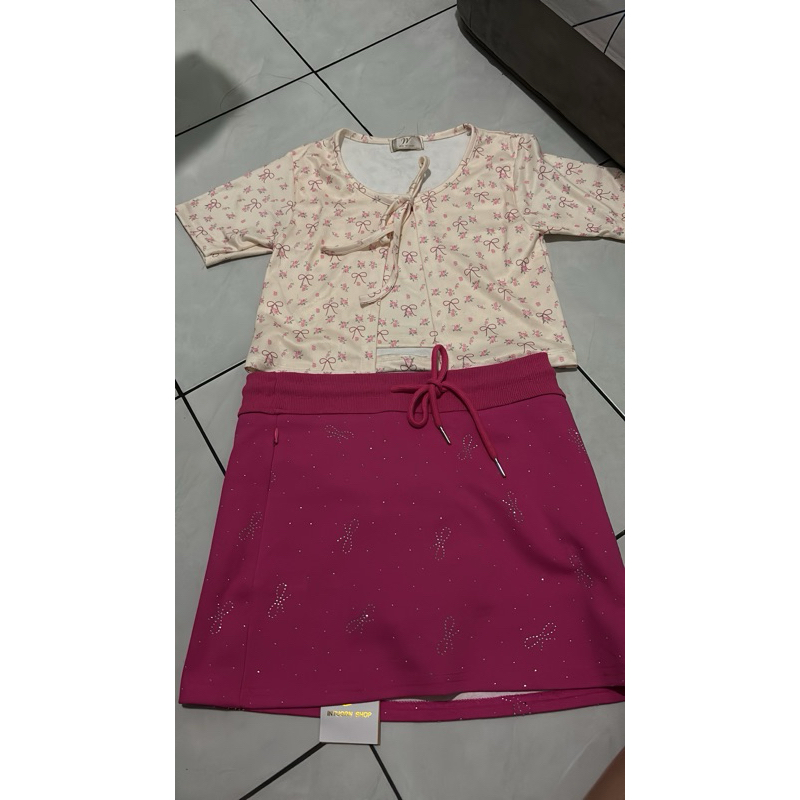 one set korean style outfit skort premium