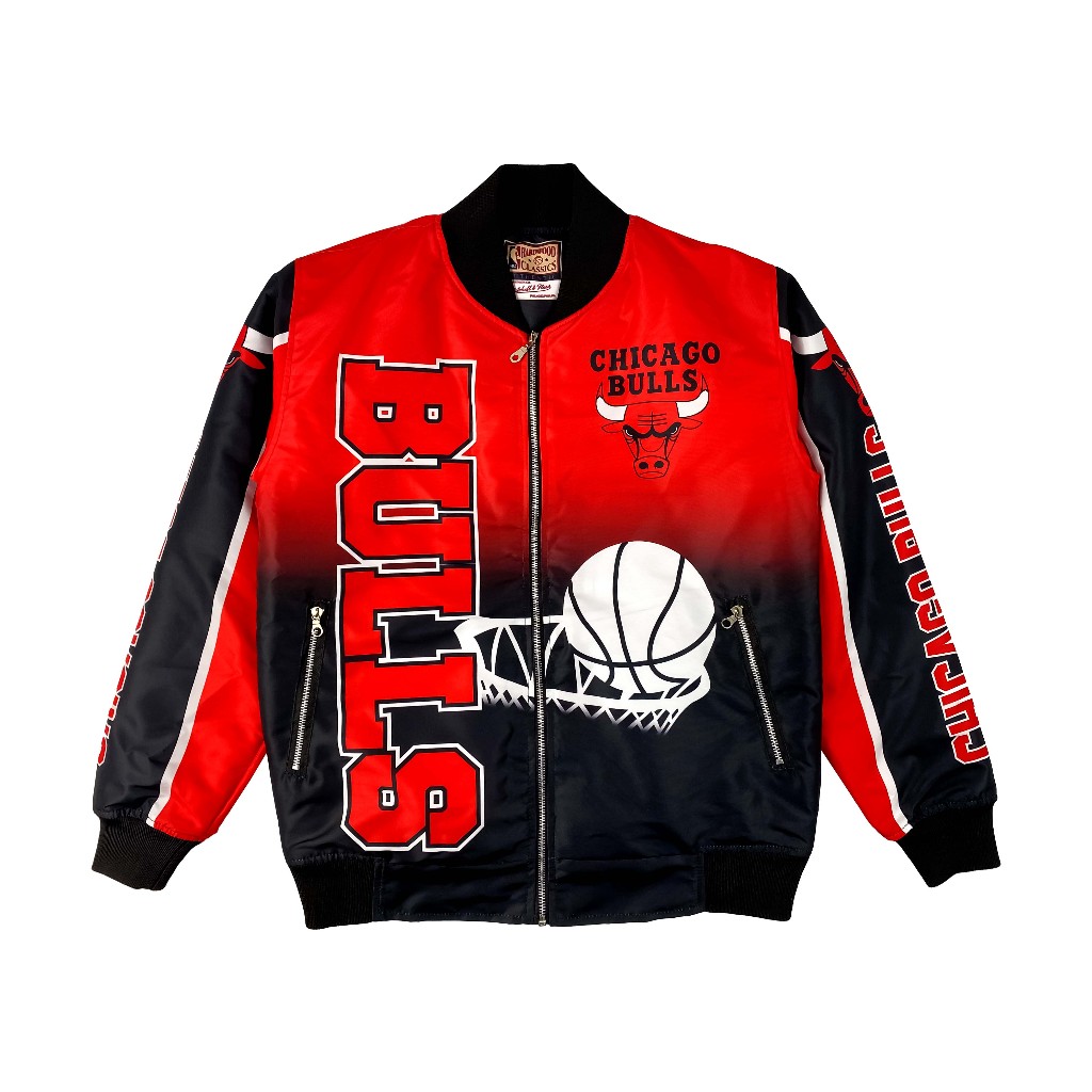 Jaket Varsity Basketball Zipper Chicago Bulls Gambar Print Sublime Oversize Pria Wanita