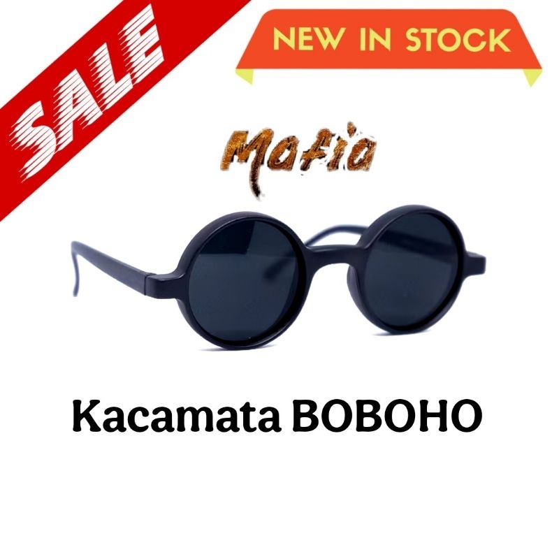 Kacamata Hitam Boboho Model Bulat Unisex pria Wanita Kacamata Sunglases,Kacamata Fashion,Kacamata Ke