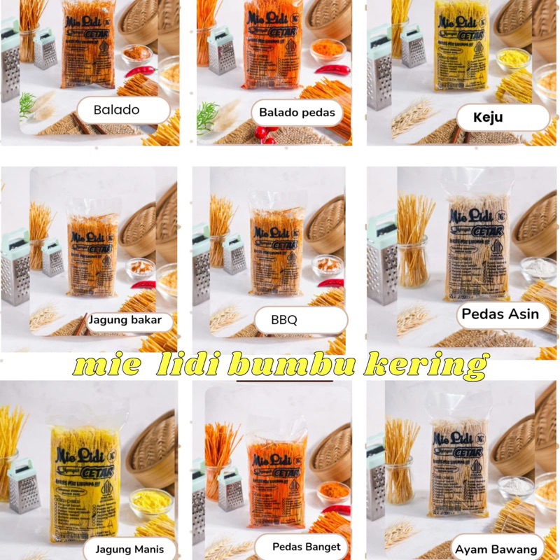 

mi lidi bumbu kering/ mie lidi kering premium