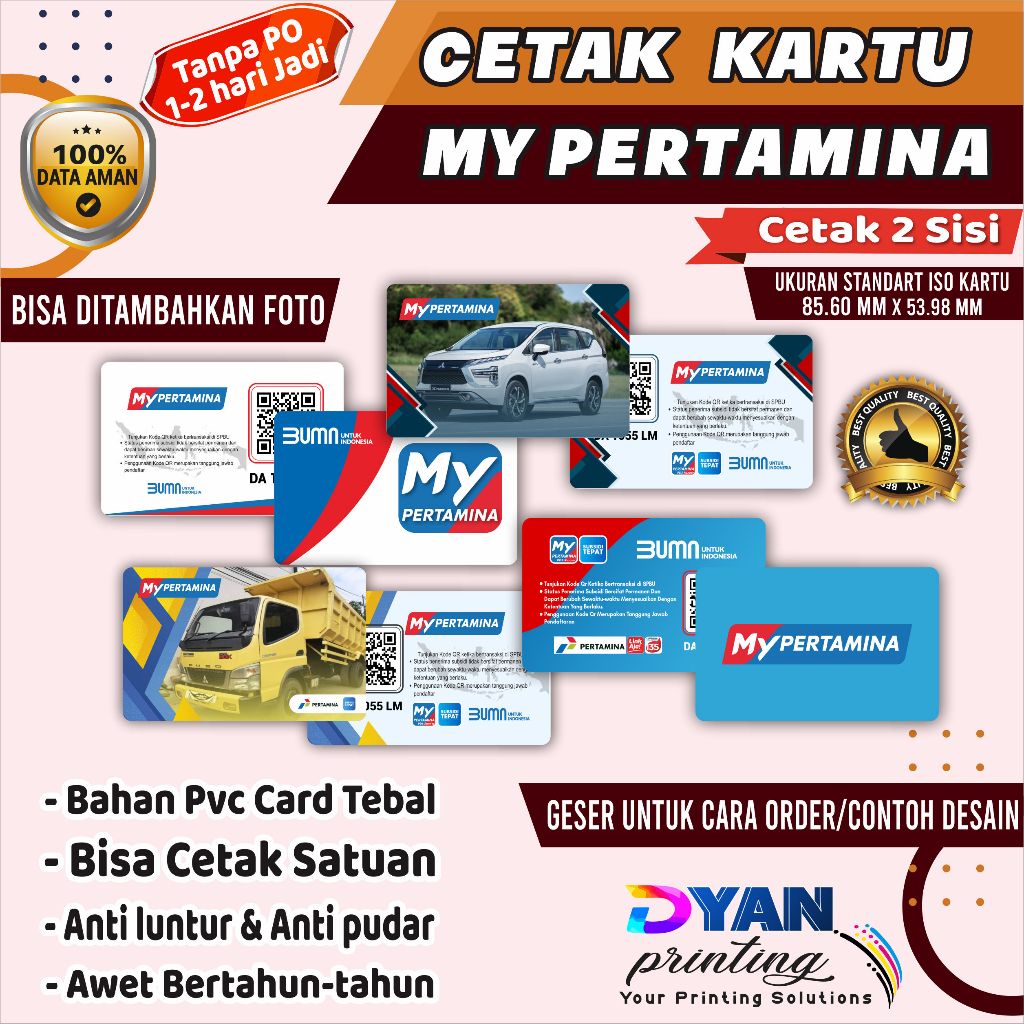 

CETAK KARTU MY PERTAMINA / BARCODE MY PERTAMINA CUSTOM, BAHAN PVC CARD TEBAL ANTI LUNTUR & ANTI PUDAR