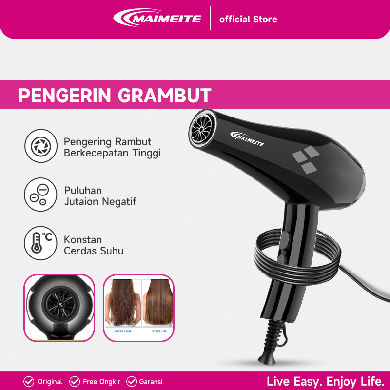 MAIMEITE Hair Dryer Pengering Rambut Professional Blower  Electric Hair Blower Care Beauty hair care