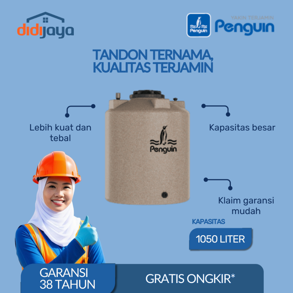 Tandon Air Penguin Anti Lumut Toren Air Tangki Air Penguin TB 110 1000 Liter FREE ONGKIR SE-JAWA
