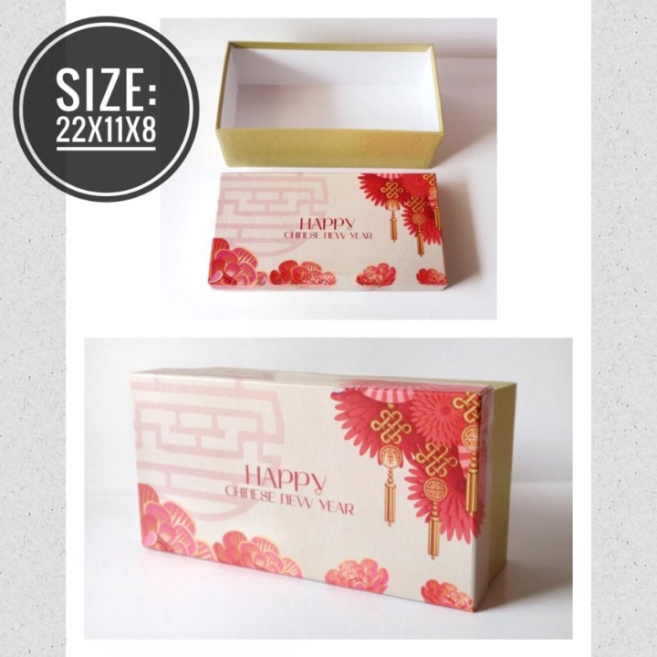 

Kotak Kue Hard Box Fancy Import Embbosed Paper Hampers Edisi Imlek Hand Made Ukuran 22 x 11 x 8 cm