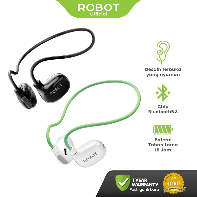 ROBOT Sport OWS Wireless Call Noise Cancellation Headphone Open Ear Bone Conduction Earphone Titaniu
