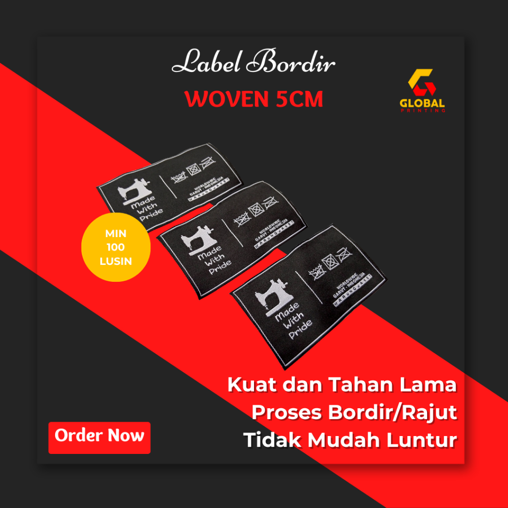 

Cetak Custom Label Woven Bordir Nama Logo Brand Baju Anak Awet Tidak Mudah Luntur