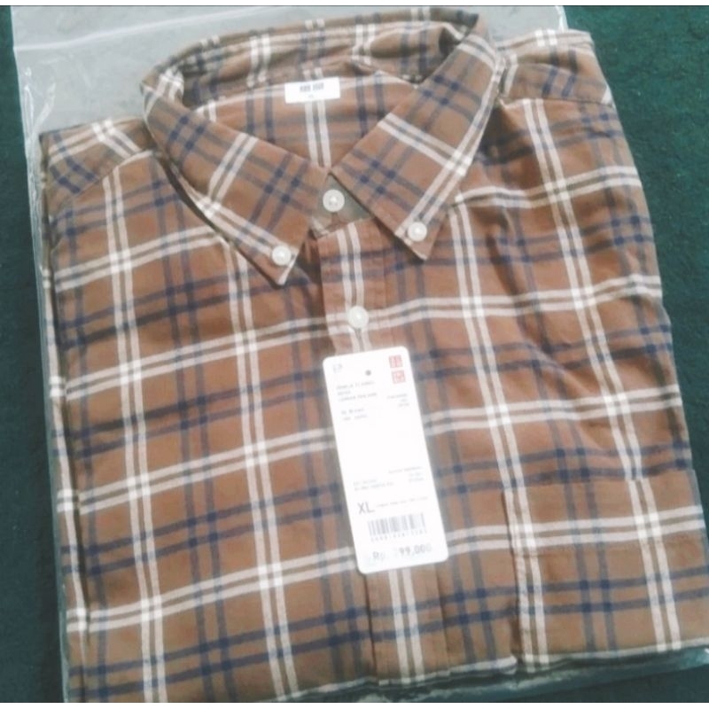 Flannel Uniqlo Milo Brown New Oringinal XL Asian Fit(Jual Rugi)