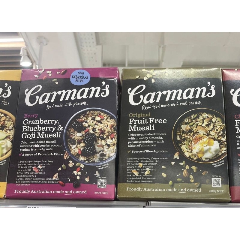

carman's canberry, blueberry goji muesli & fruit free musly 500 gr