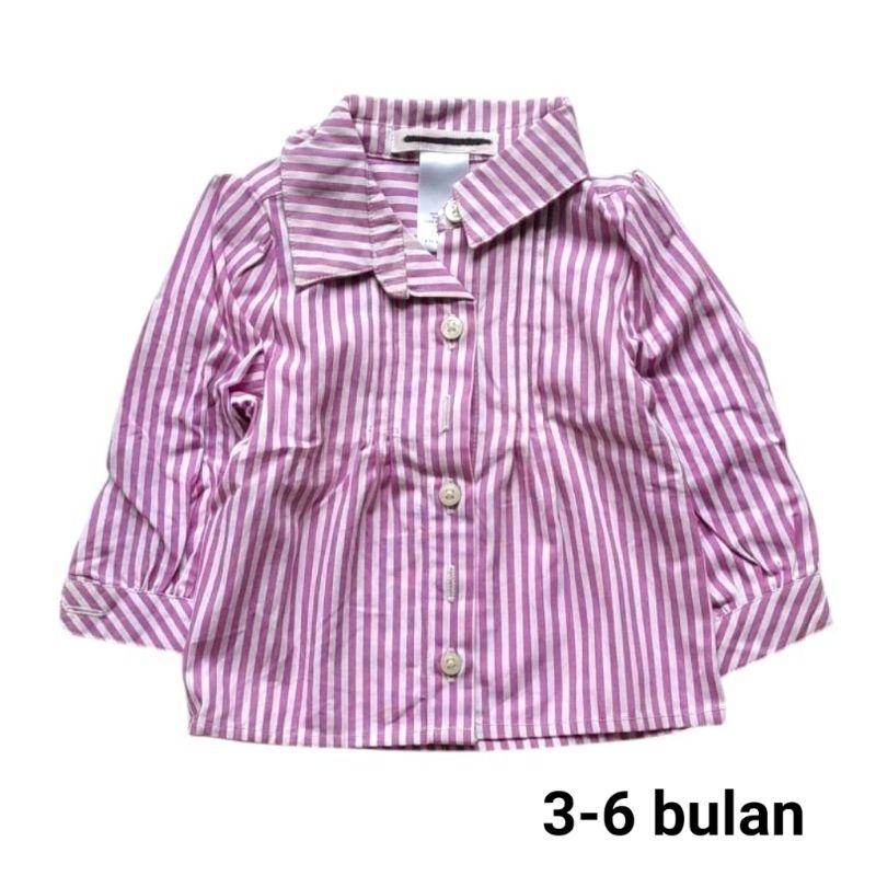 Baju atasan anak bayi perempuan Janie and Jack 3 6 bulan ungu garis