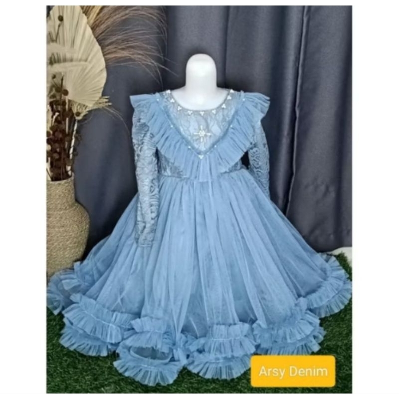 gaun pesta anak cantik dress mewah,Gaun pesta Arsy baju ulang tahun, gaun pesta mewah anak anak