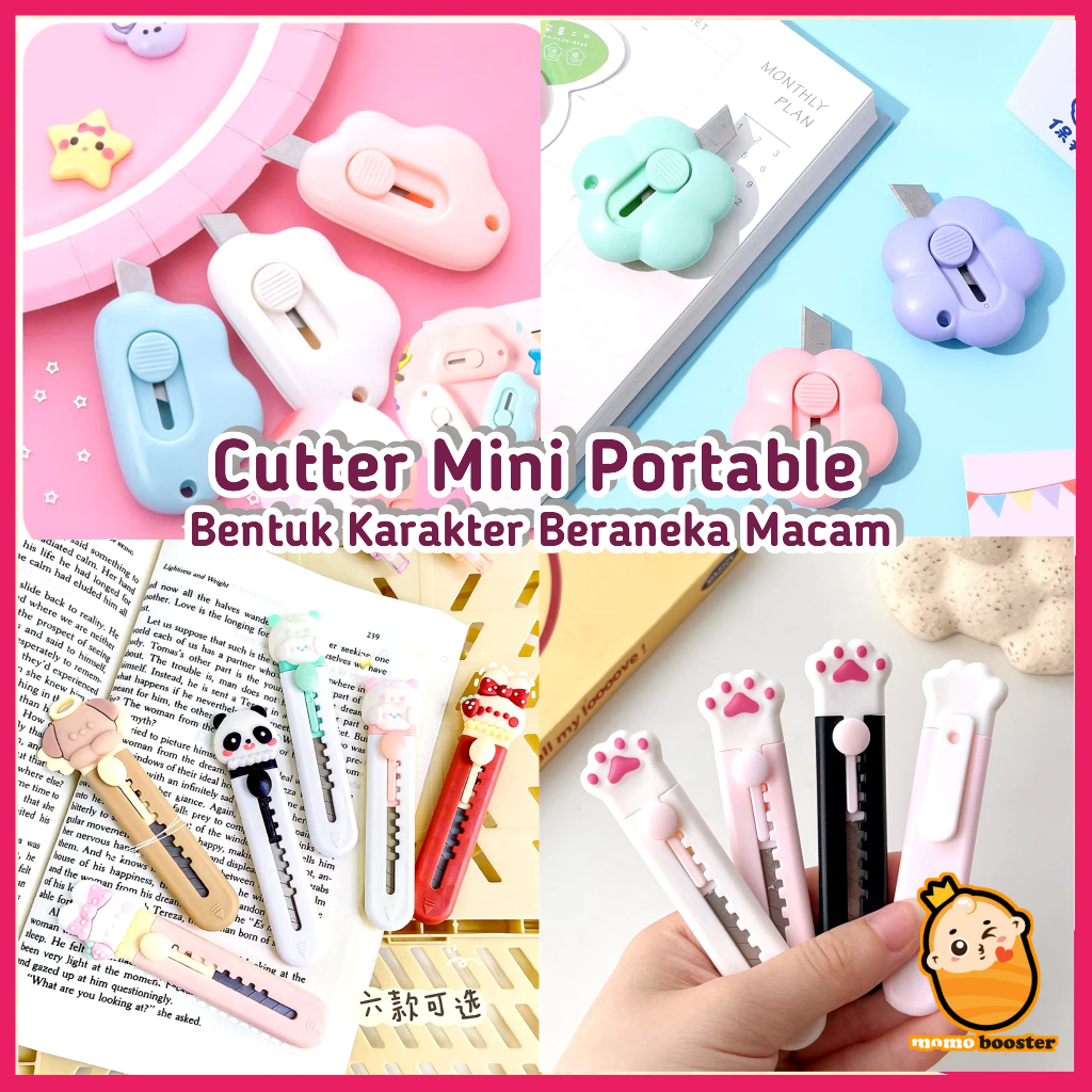 

MM Cutter Mini Portable Bentuk karakter Beraneka Macam Travel Kit Pemotong Kertas Paper Cutter Lucu