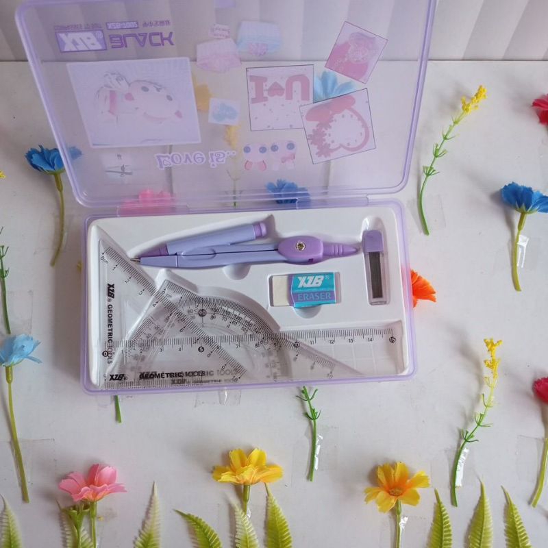 

(bukan grosir) [Aesthetic by fss.id] jangka isi 7/jangka set penggaris (pensil isi ulang)