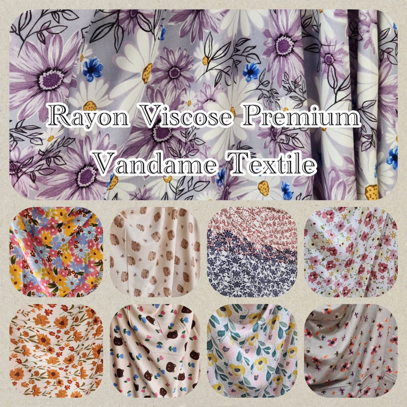 Kain Katun Rayon Motif Bunga | Katun Rayon Viscose premium | Katun Rayon Motif Pinggir | Katun Rayon