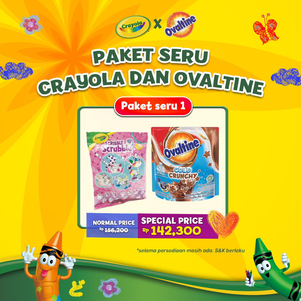 

BUNDLING CRAYOLA Scribble Scrubbie Pets x Ovaltine 18s