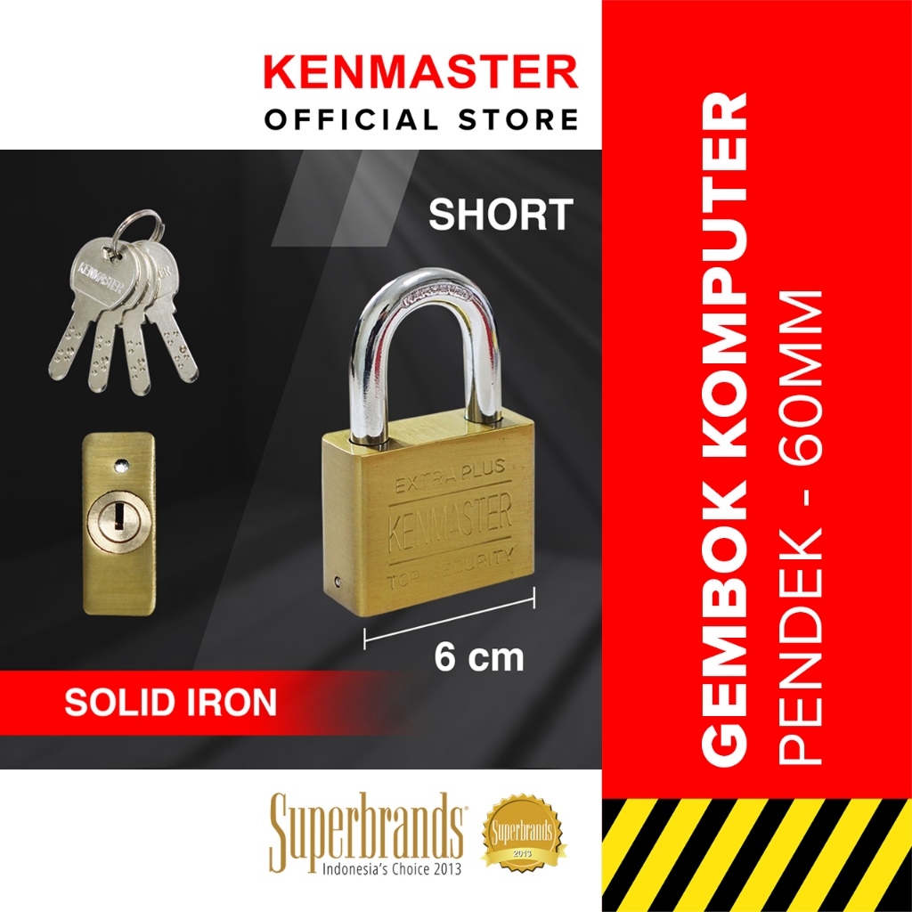 NEW PRODUCT KENMASTER GEMBOK KOMPUTER PENDEK 60MM CK-60S KEY S / GEMBOK KOMPUTER KEY KUNING / GEMBOK