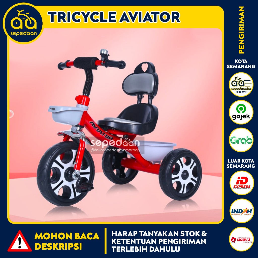 Sepeda Roda Tiga Tricycle Anak AVIATOR by Pacific -  Bike Bayi Mainan
