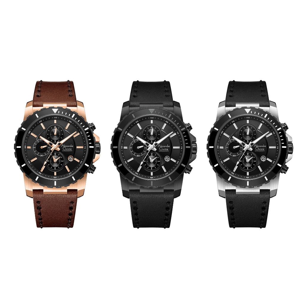 Alexandre Christie 6141MCL Jam Tangan Pria Tali Kulit