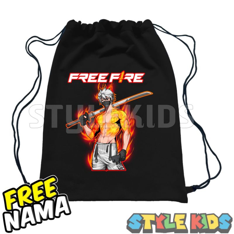BISA COD FREE NAMA Tas Serut Anak Logo Karakter Char Pedang Katana Samurai Free Fire