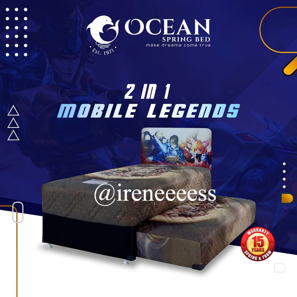 [ 2IN1 OCEAN MOBILE LEGEND ]  KASUR SPRING BED 2IN1 SORONG / DORONG ANAK COWOK KARAKTER MOBILE LEGEN