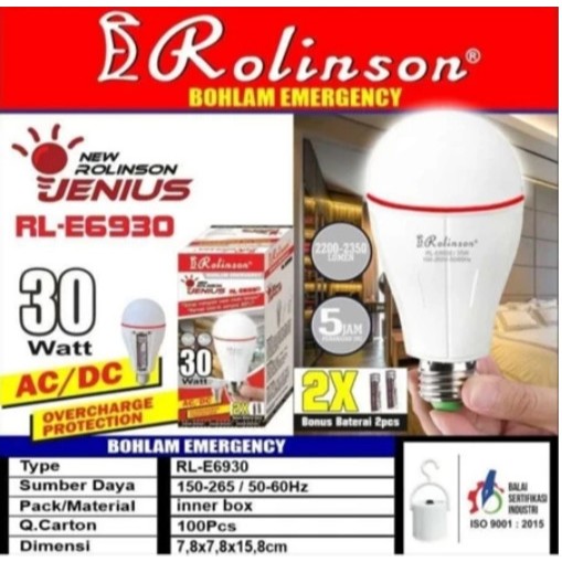 LAMPU EMERGENCY ROLINSON 10 WATT 15 WATT 30 WATT