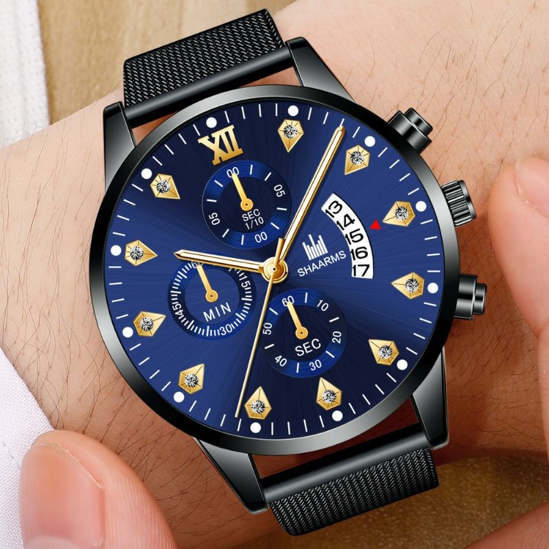 Jam Tangan Pria Anti Air Original SHARMS Pria Strap pasir tipis Kalender Model Kasual Cowok