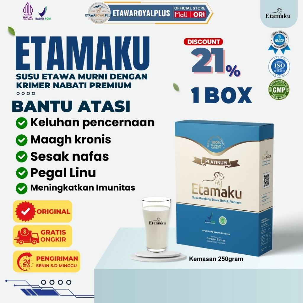 Etamaku Platinum Susu Kambing Etawa Untuk Nutrisi Harian Optimal & Vitalitas  1 BOX 250gr