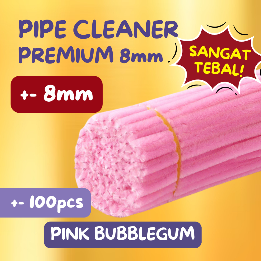 RJ9 [100PC] 8MM Kawat Bulu Warna Tebal / Kawat Bulu Mercy Pipe Cleaner Tangkai Bunga Kawat Hijau