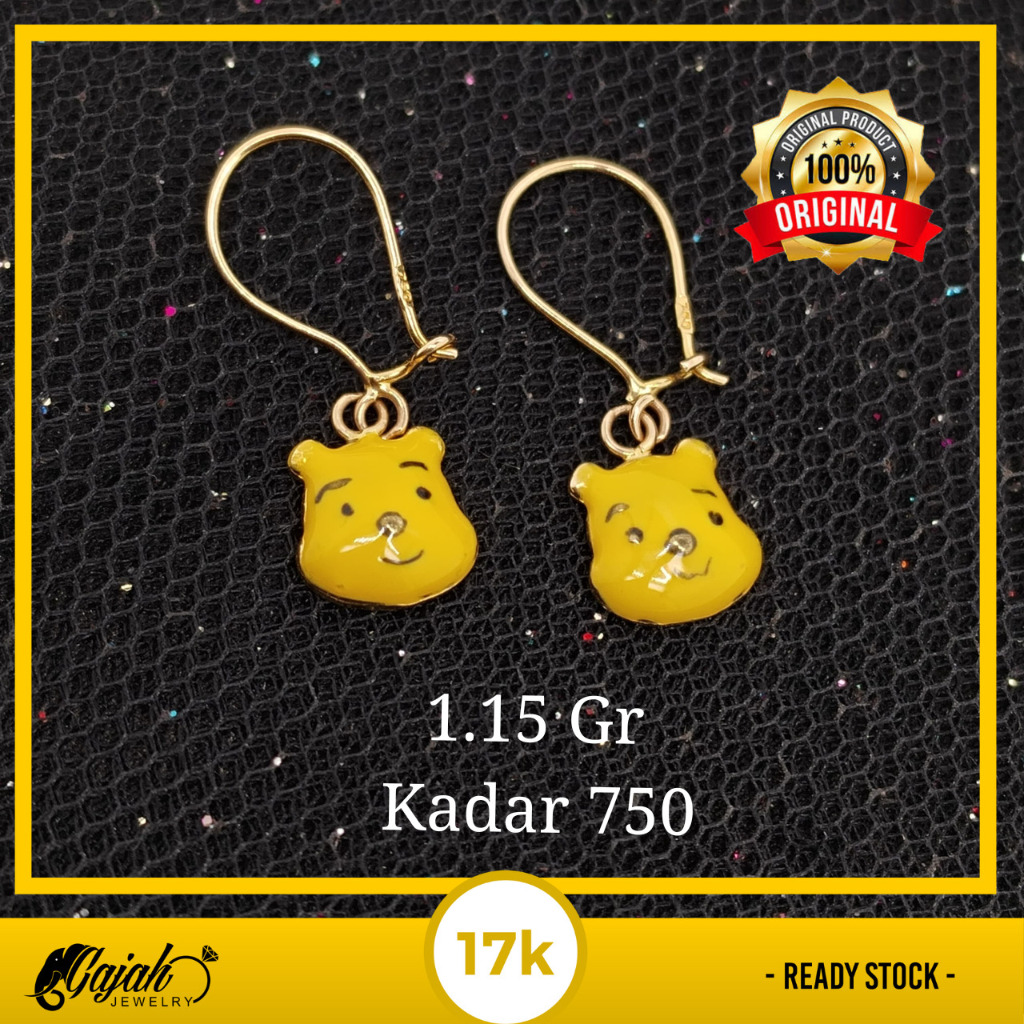 Anting Anak Emas 17K - Toko Emas Gajah Online - 1.15 Gr Kadar750 - 6774