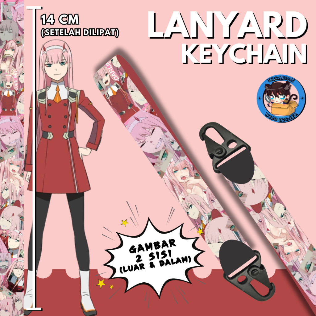 

lanyard strap anime 2 sisi / Zero Two Darling In The Franxx / lanyard custom suka suka / gantungan kunci layard keychain