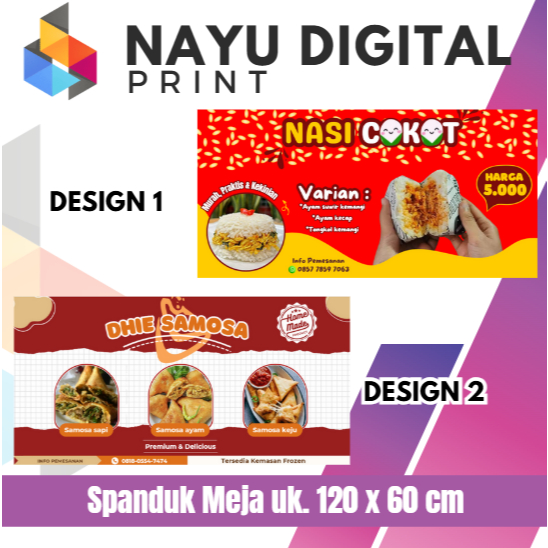 Spanduk banner meja uk. 120 x 60 cm