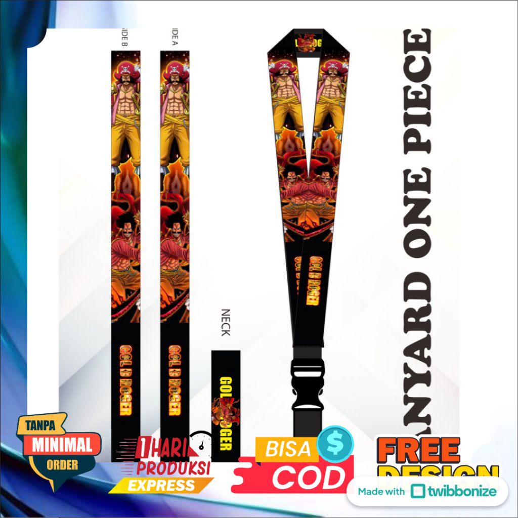

One Piece Gear 5 Gol D. Roger Lanyard Gantungan id card Printing name tag Murah Satuan