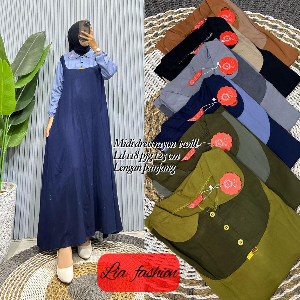 PROMO GAMIS / MIDI RAYON TWIL IMPORT POLOS // GAMIS WANITA POLOS SIMPEL ELEGANT