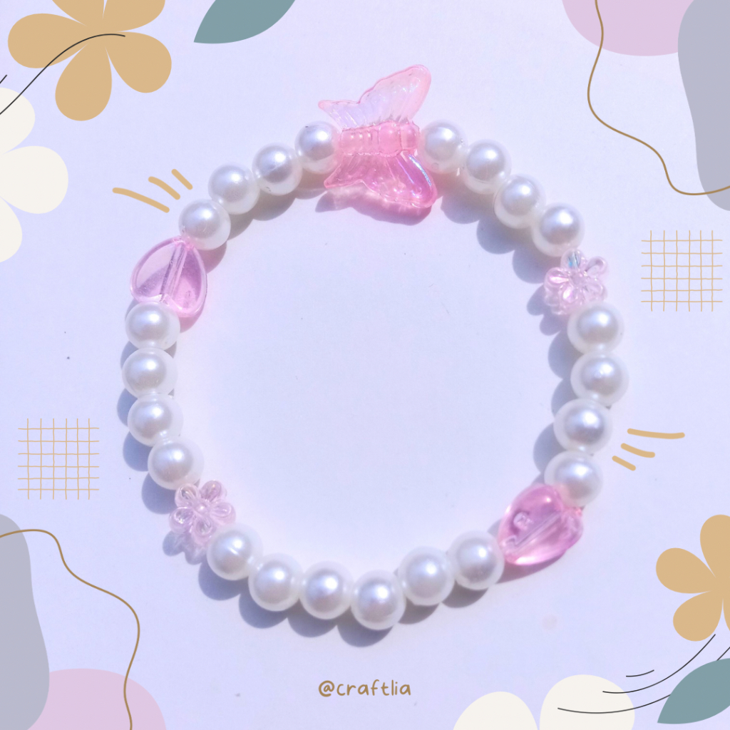 GELANG MANIK MANIK KUPU-KUPU | GELANG MUTIARA | BEADS BRACELET | GELANG KOREA | GELANG MURAH | BUTTE