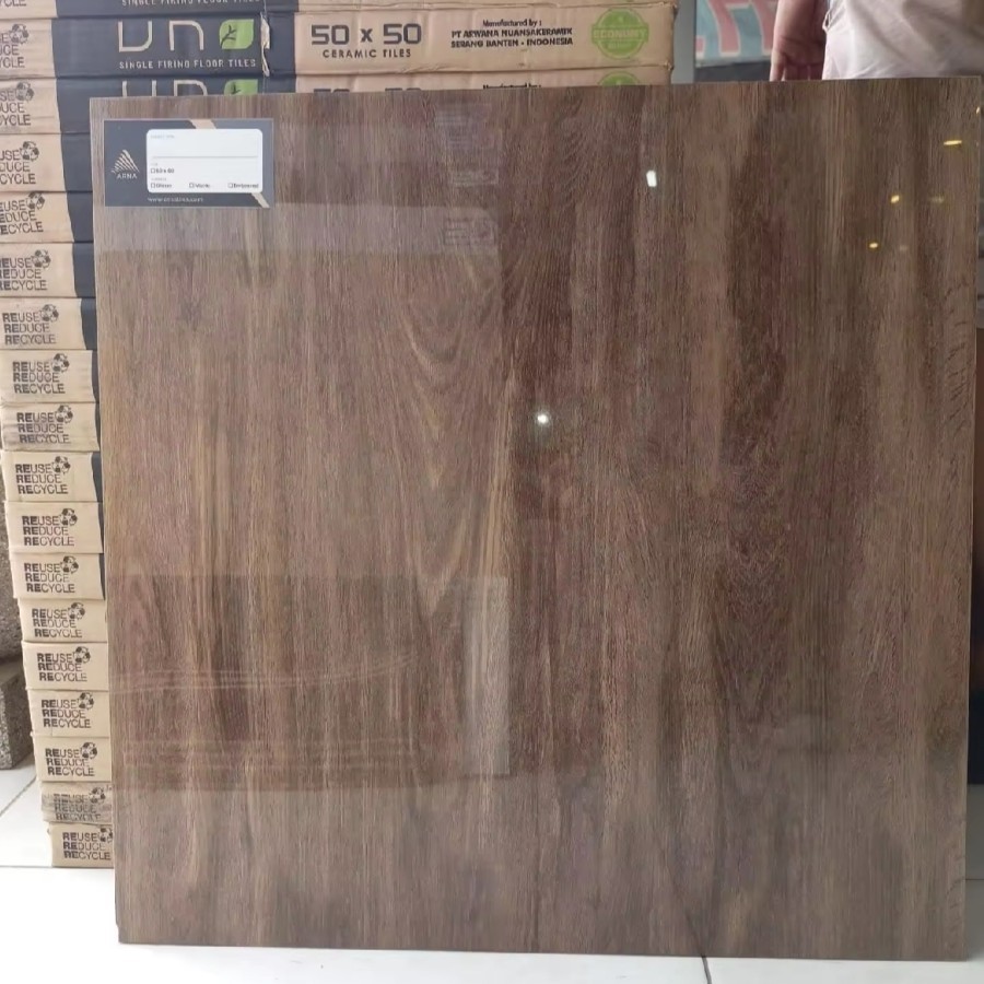 GRANIT MOTIF SERAT KAYU GLAZE POLISHED UKURAN 60X60 | ARNA VANDANA DARK BROWN