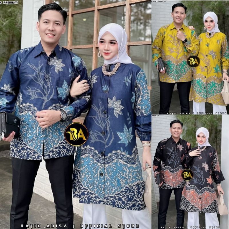 Tunik batik couple dres batik couple baju batik couple batik modern batik seragam fashion pria wanit