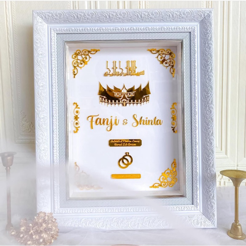 FRAME MAHAR / BINGKAI MAHAR FIBER PUTIH BEBAS REQUEST