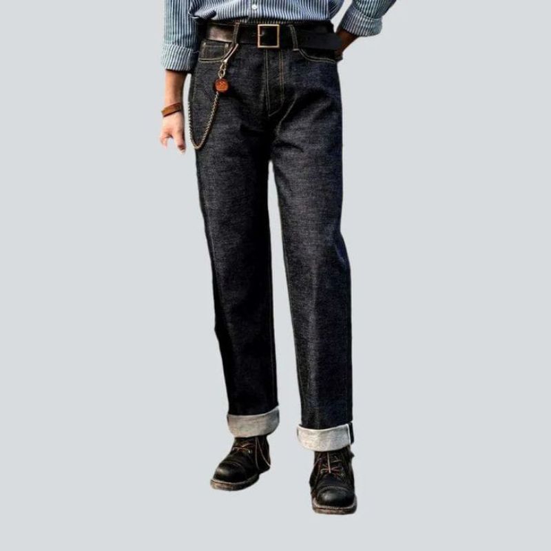 Celana Denim Selvedge Black Indigo 15 OZ Celana Denim Panjang Pria