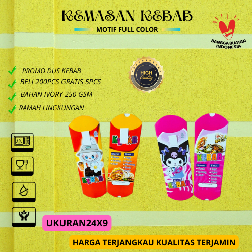 

Kemasan kebab IVORY murah, Kertas dus kebab full color isi 100,Bungkus kebab,Box kebab isi 100 lembar