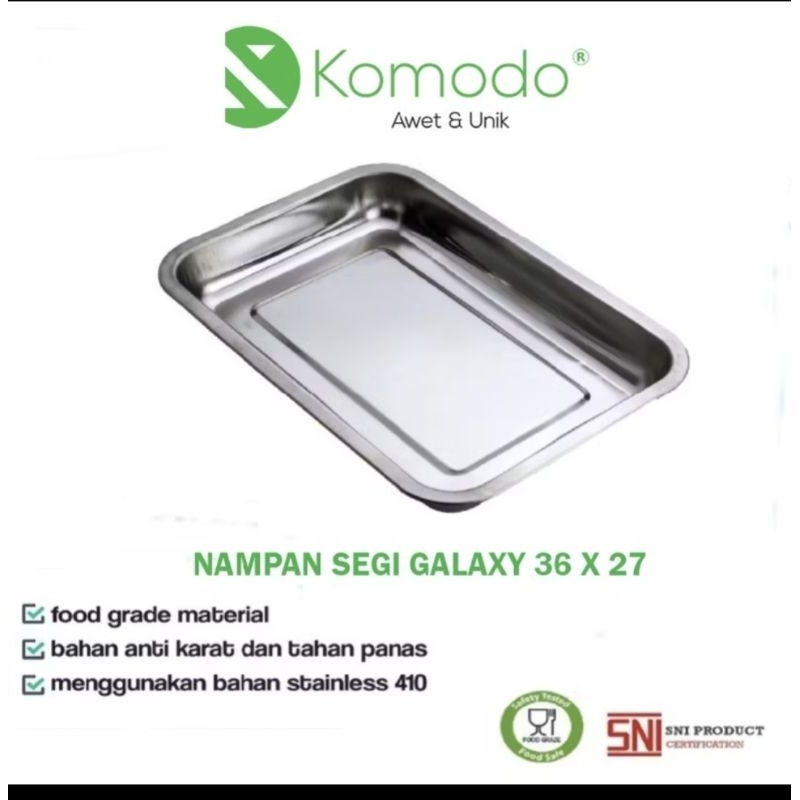 nampan stainless persegi komodo 36x27 cm