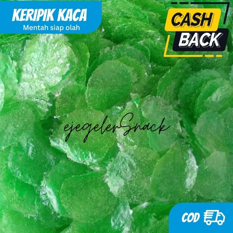 

ejegeler snack Keripik Kaca Mentah Siap Olah Hijau untuk rasa rumput laut