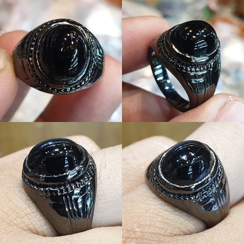 Cincin Batu kecubung Wulung hitam pekat