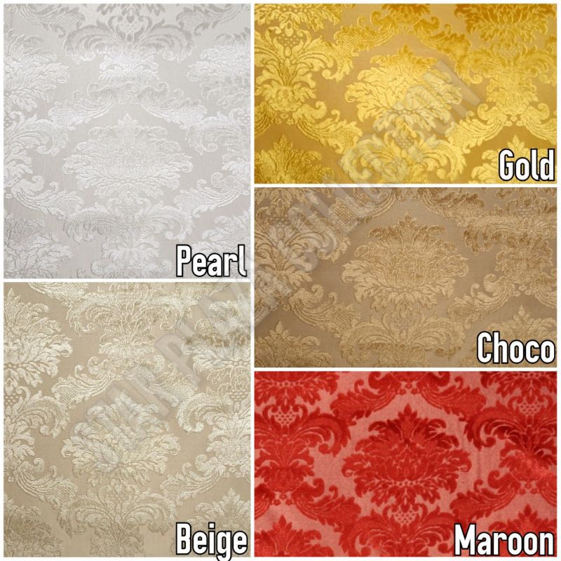 Promo Kain Bludru Beludru Mewah Premium Velvet Timbul Motif Bunga Damask Klasik - Barca (Sofa, Jok,